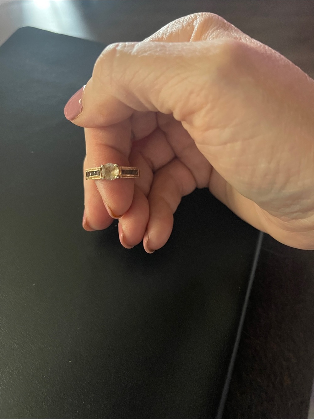 Gold over sterling silver morganite ring